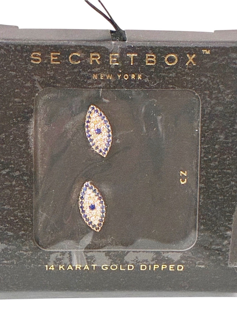 Secret Box New‎ York 14 Karat Gold Dip EVIL EYE STUDS Earring NEW Jewelry